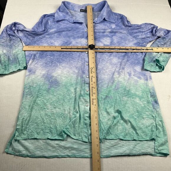 David Cline Snap Button Casual Shirt Ombre Long Sleeve Relaxed Knit Top XXL FLAW - Picture 6 of 12